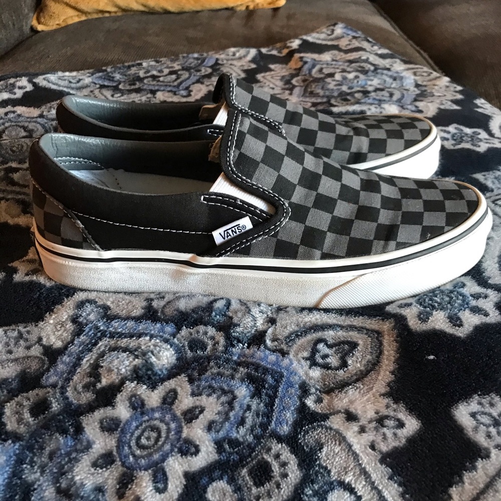 Black and grey checkered vans